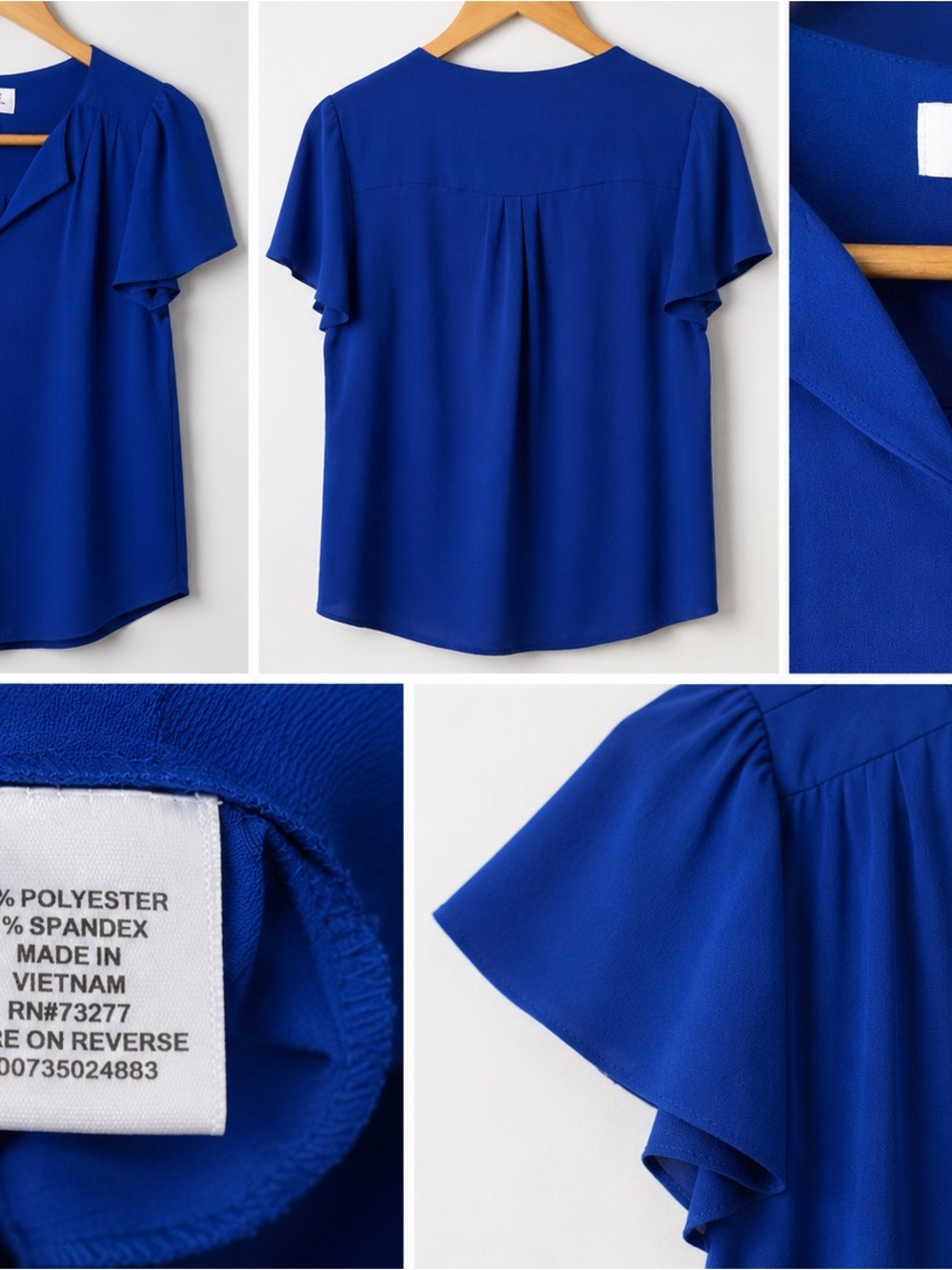 Elle Cobalt Blue Flutter Sleeve Blouse